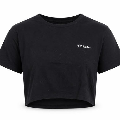 Columbia Women Black Cropped Cotton T-Shirt L Casual Style