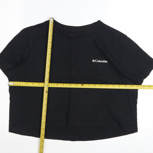 Columbia Women Black Cropped Cotton T-Shirt L Casual Style
