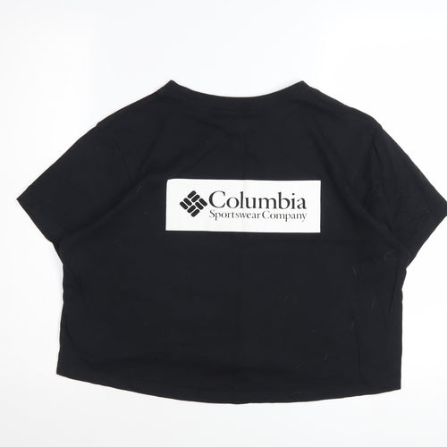 Columbia Women Black Cropped Cotton T-Shirt L Casual Style