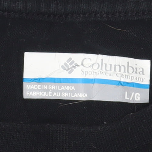 Columbia Women Black Cropped Cotton T-Shirt L Casual Style