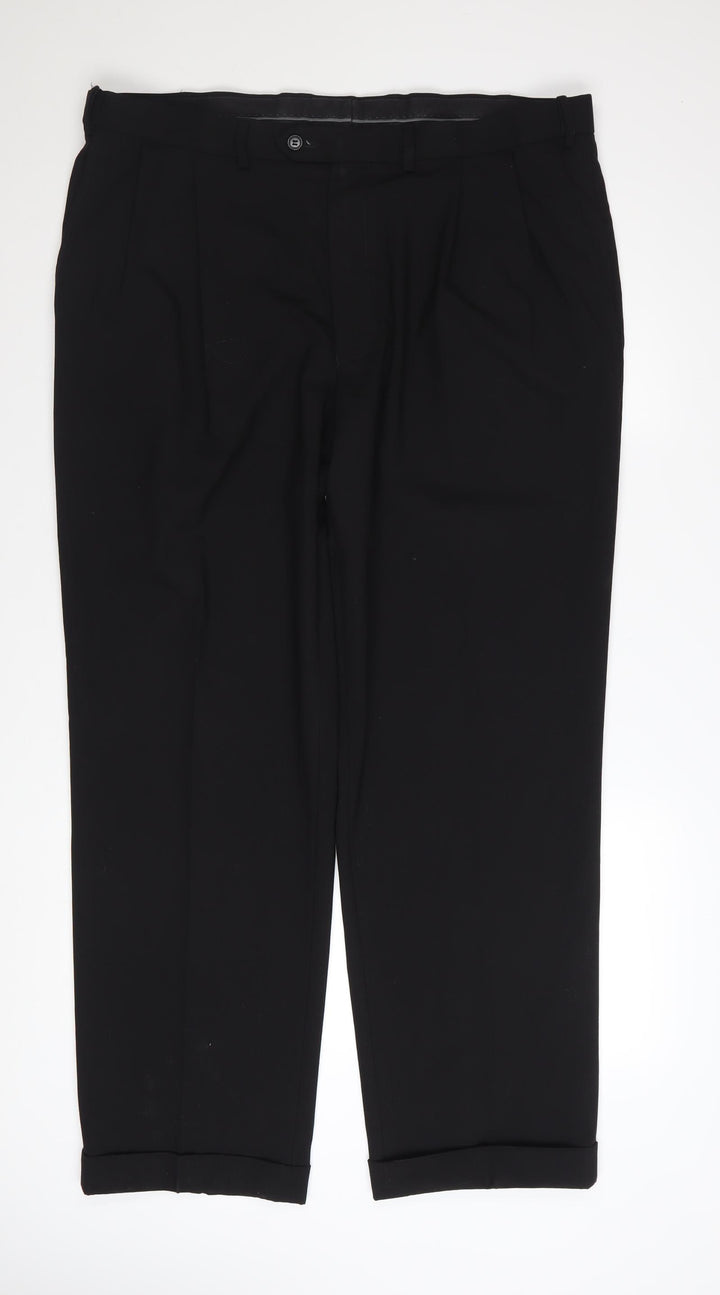 Marks and Spencer Men's Black 40W 31L Wool Blend Dress Pants