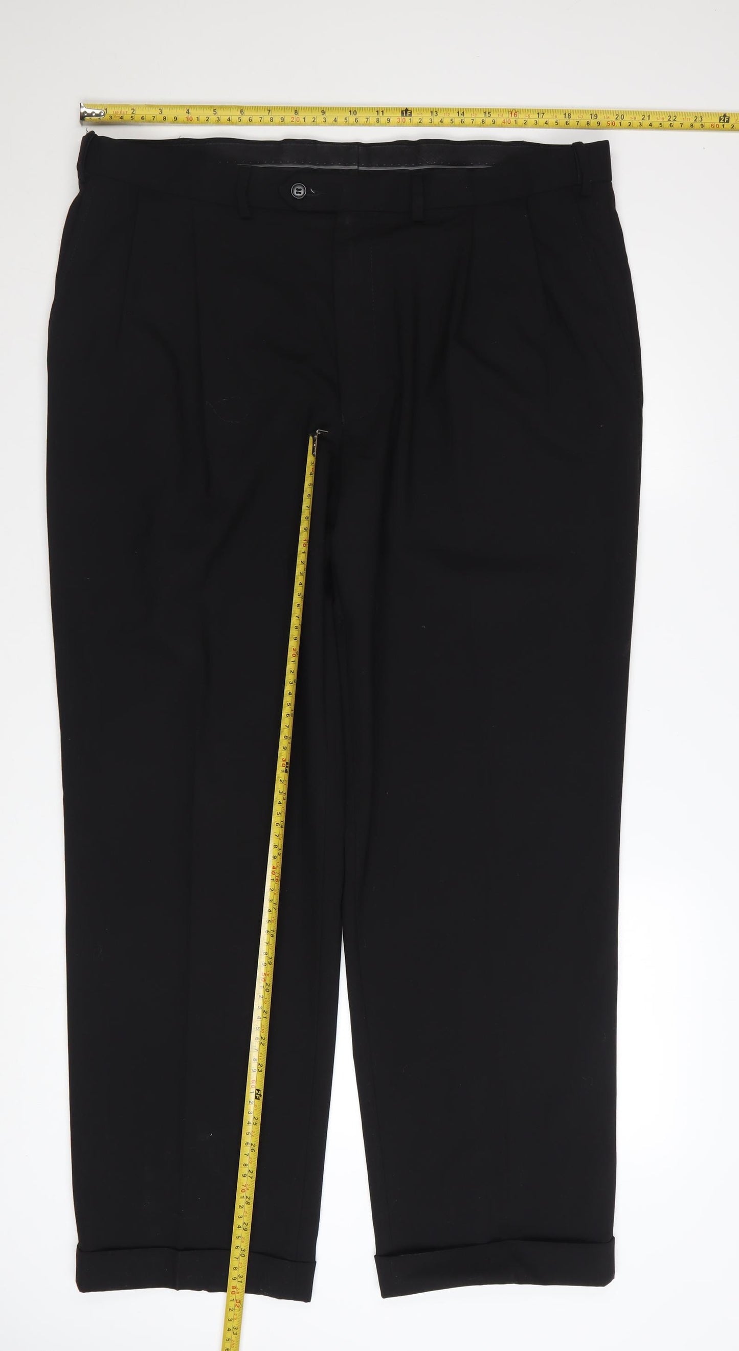 Marks and Spencer Men's Black 40W 31L Wool Blend Dress Pants