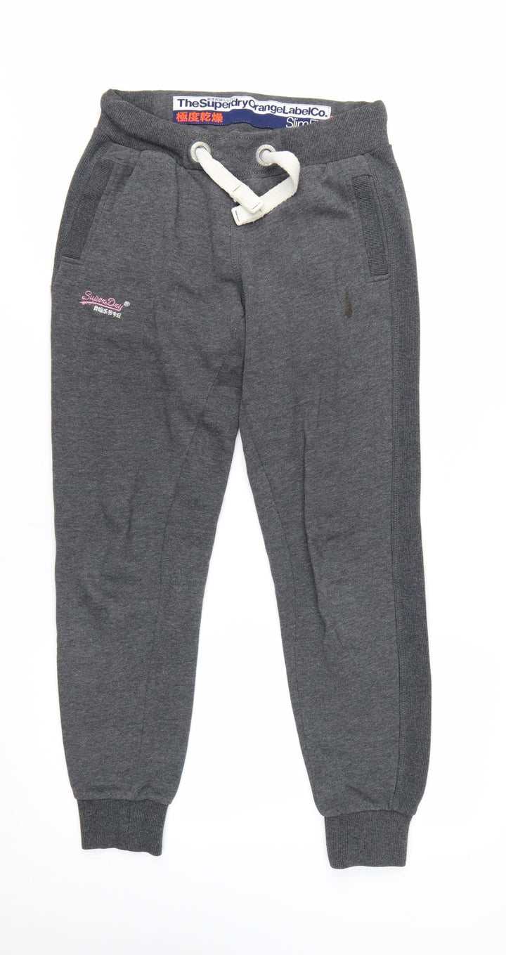 Superdry Men's Grey Slim Fit Joggers Size S Elastic Waist Cotton Blend