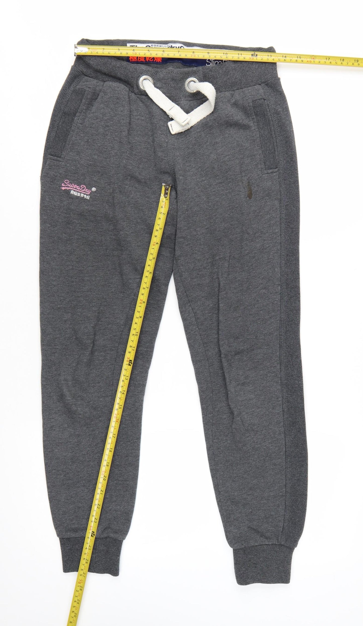 Superdry Men's Grey Slim Fit Joggers Size S Elastic Waist Cotton Blend