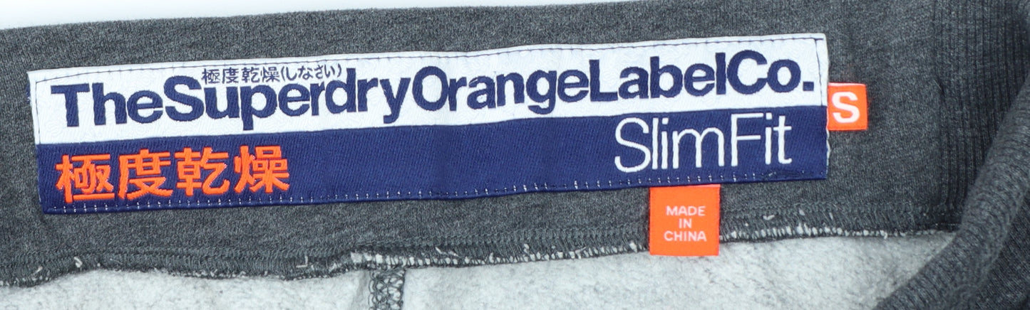 Superdry Men's Grey Slim Fit Joggers Size S Elastic Waist Cotton Blend
