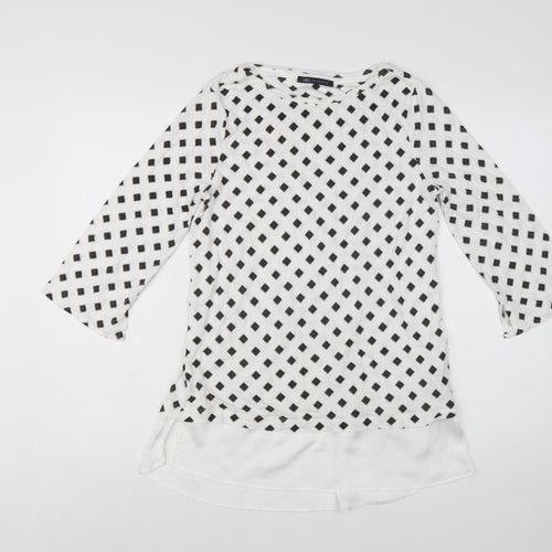 Marks and Spencer Women's White Geometric Tunic Blouse Size 12
