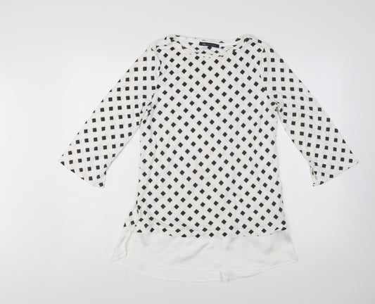 Marks and Spencer Women's White Geometric Tunic Blouse Size 12