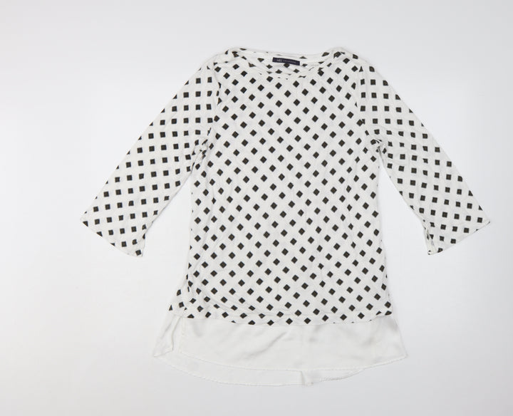 Marks and Spencer Women's White Geometric Tunic Blouse Size 12