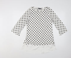 Marks and Spencer Women's White Geometric Tunic Blouse Size 12