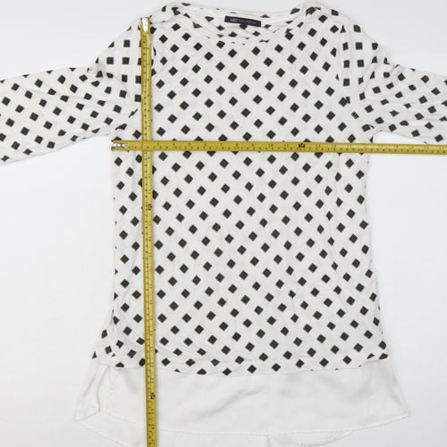 Marks and Spencer Women's White Geometric Tunic Blouse Size 12