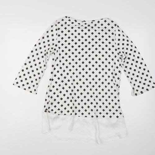 Marks and Spencer Women's White Geometric Tunic Blouse Size 12