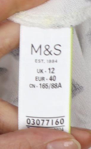 Marks and Spencer Women's White Geometric Tunic Blouse Size 12
