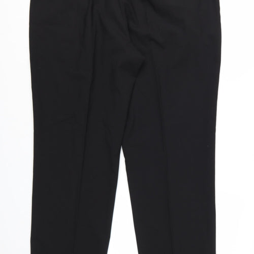 Marks and Spencer Men's Black Wool Blend Pleated Dress Trousers 40W 29L