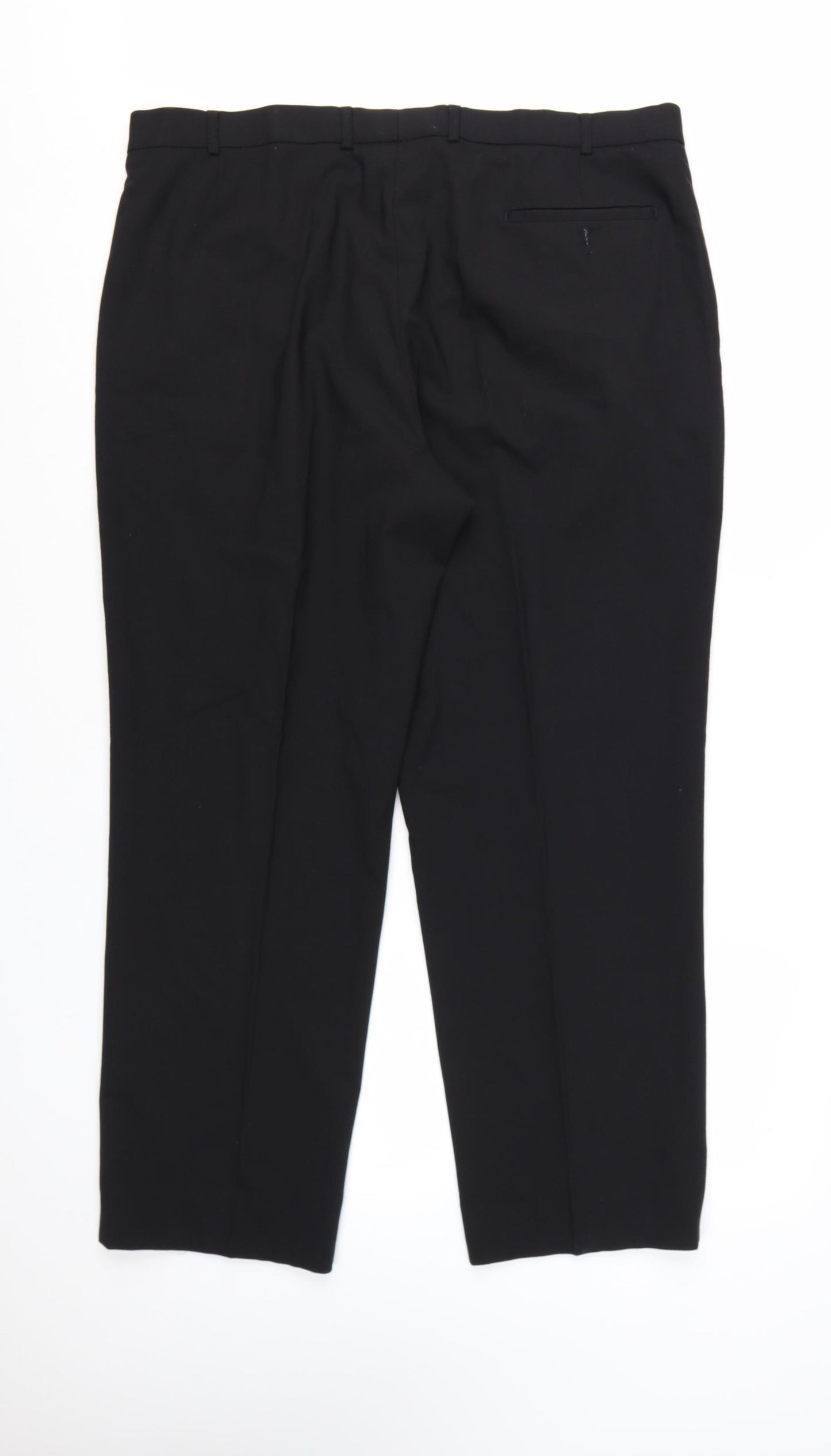 Marks and Spencer Men's Black Wool Blend Pleated Dress Trousers 40W 29L