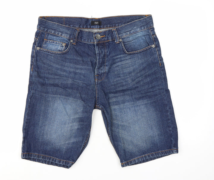 F&F Men’s Blue Denim Chino Shorts Size L 34in Regular Fit