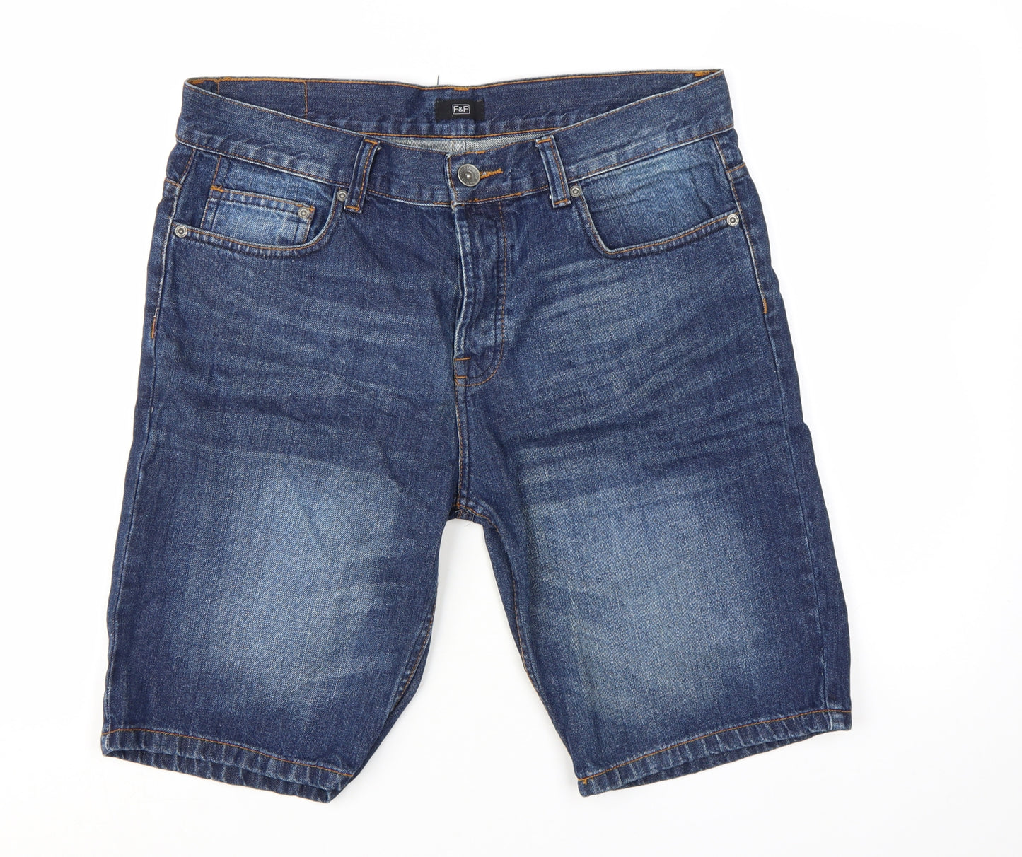 F&F Men’s Blue Denim Chino Shorts Size L 34in Regular Fit