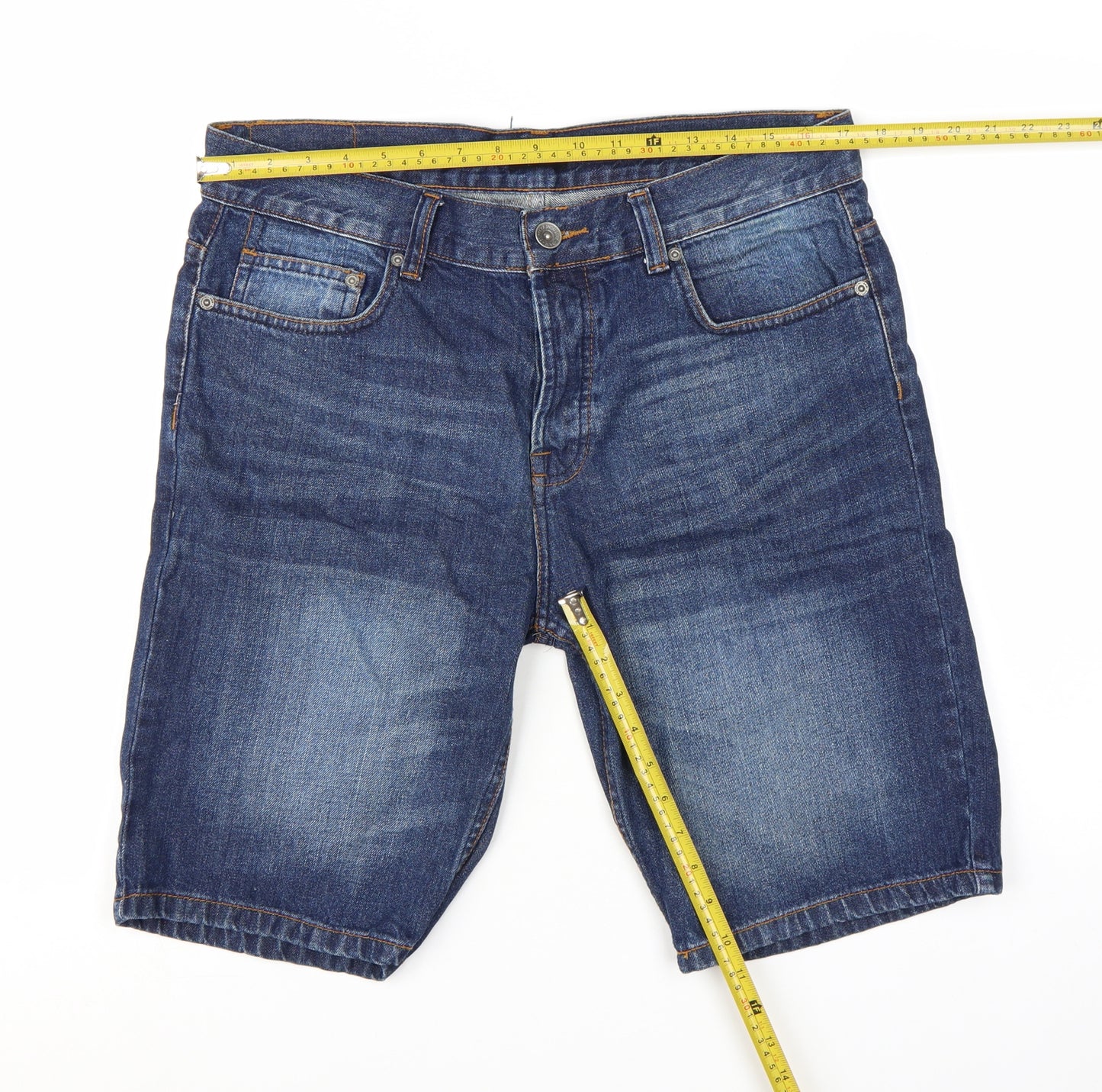 F&F Men’s Blue Denim Chino Shorts Size L 34in Regular Fit