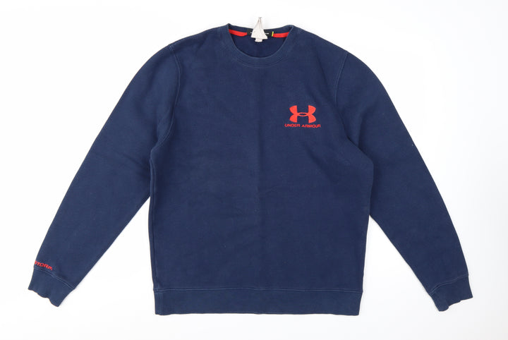 Under Armour Men's Blue Pullover Sweatshirt M Relaxed Fit Fleece