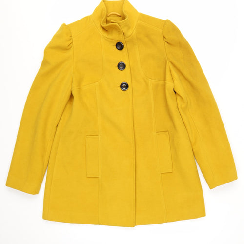 F&F Women's Yellow Mid-Length Button Overcoat Size 12