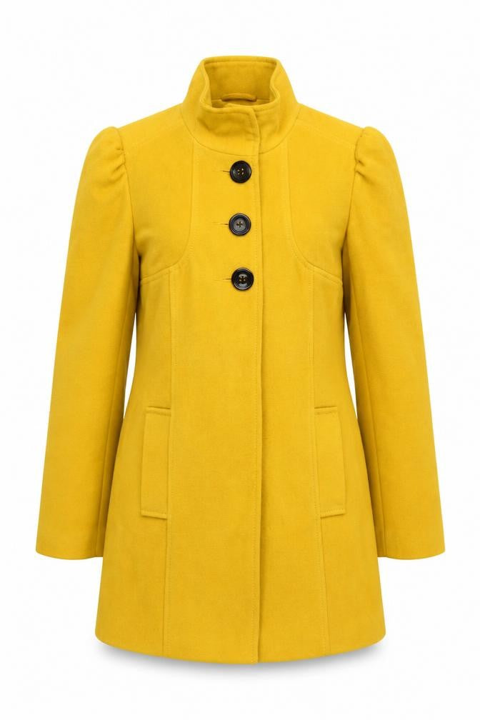 F&F Women's Yellow Mid-Length Button Overcoat Size 12