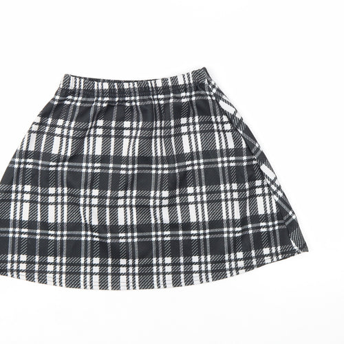 Boohoo Women's Black Plaid A-Line Mini Skirt Size 10
