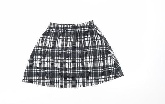 Boohoo Women's Black Plaid A-Line Mini Skirt Size 10