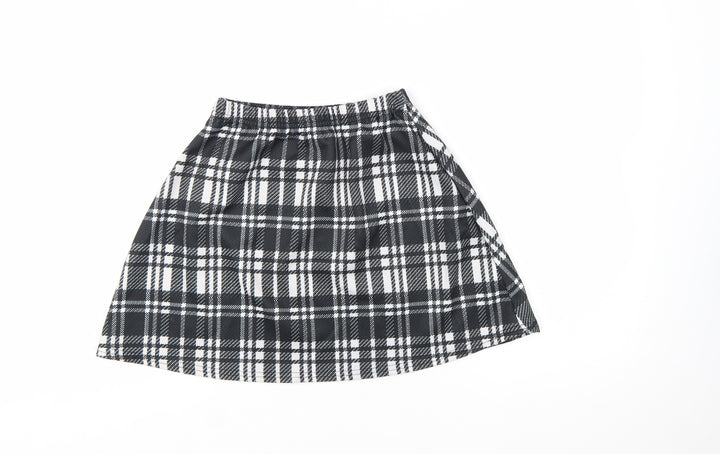 Boohoo Women's Black Plaid A-Line Mini Skirt Size 10