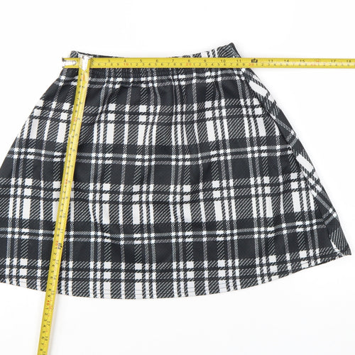 Boohoo Women's Black Plaid A-Line Mini Skirt Size 10