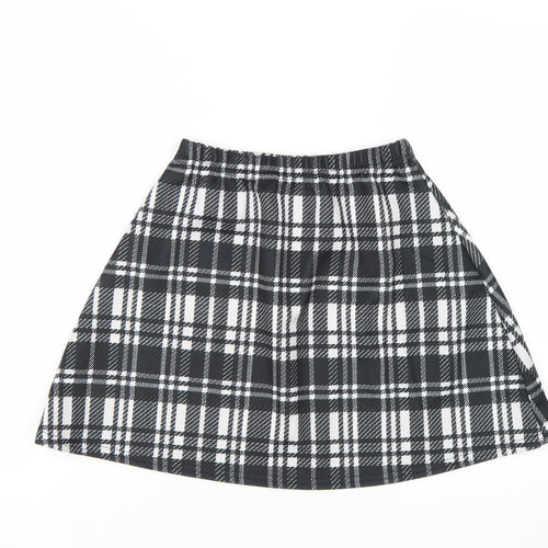 Boohoo Women's Black Plaid A-Line Mini Skirt Size 10