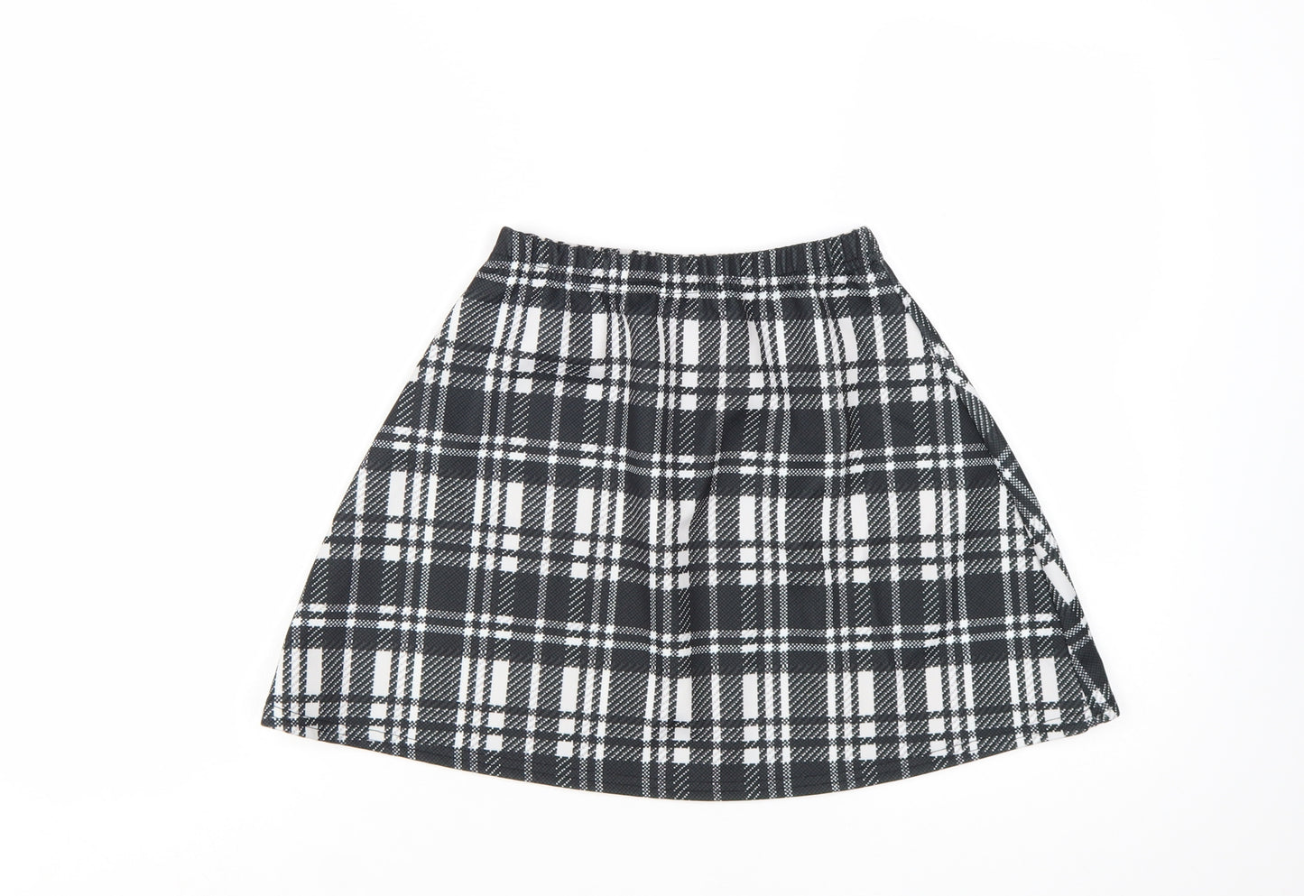 Boohoo Women's Black Plaid A-Line Mini Skirt Size 10
