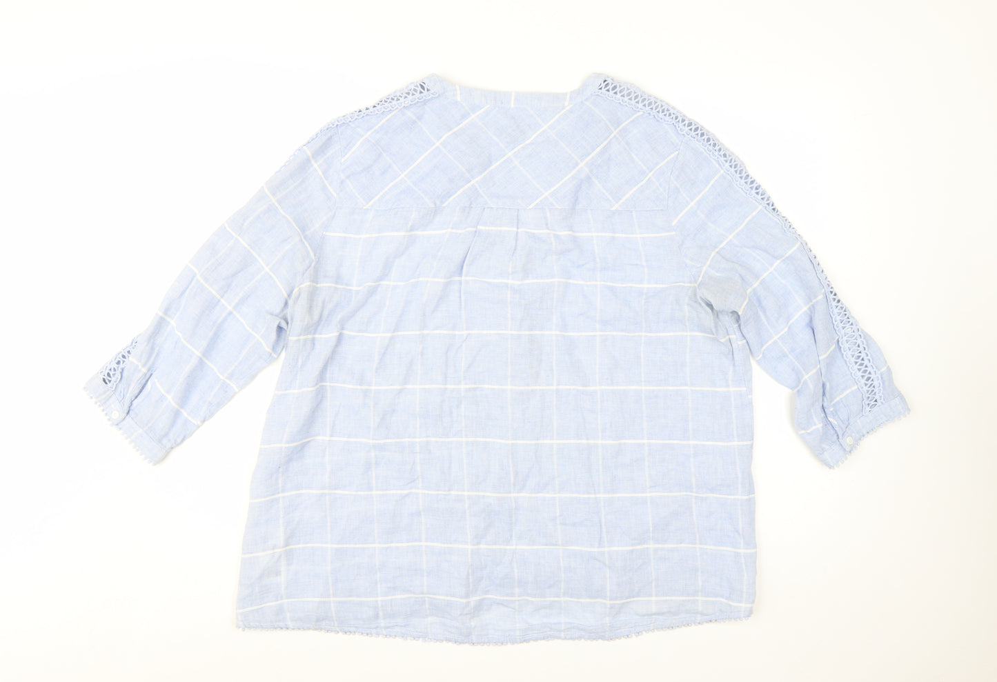 Phase Eight Womens Blue Check Tunic Blouse Size 18 Viscose Cotton