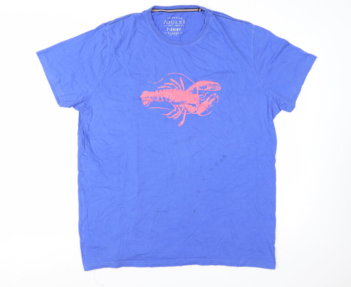 Joules Men’s Blue Lobster Graphic Cotton T-Shirt XL Short Sleeve
