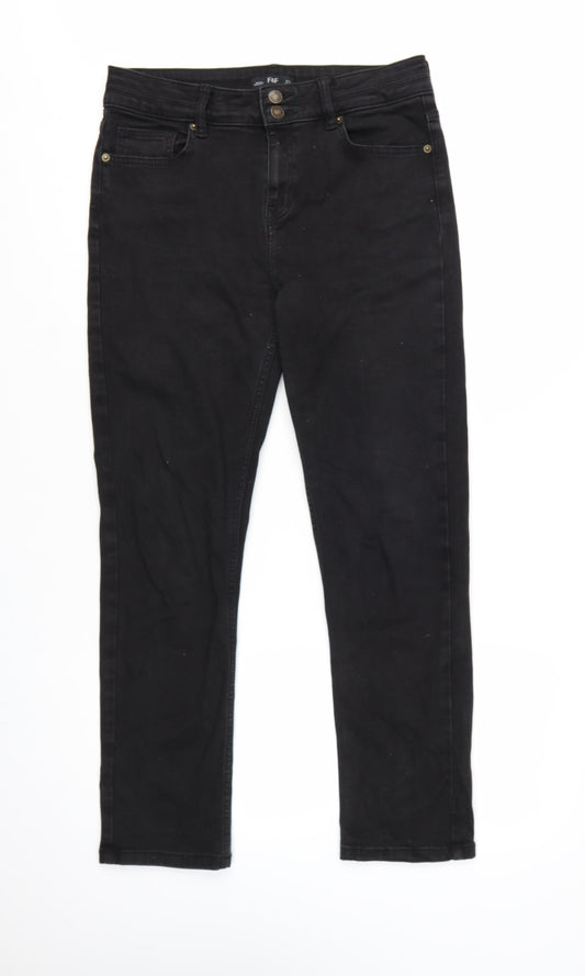 F&F Women Black Skinny Jeans UK 12 Mid Rise Stretch Denim