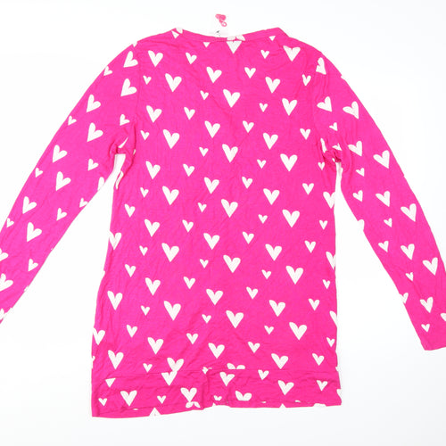 BEYOU Womens Pink Heart Print Long Sleeve Button-Up Tunic Top Size 18