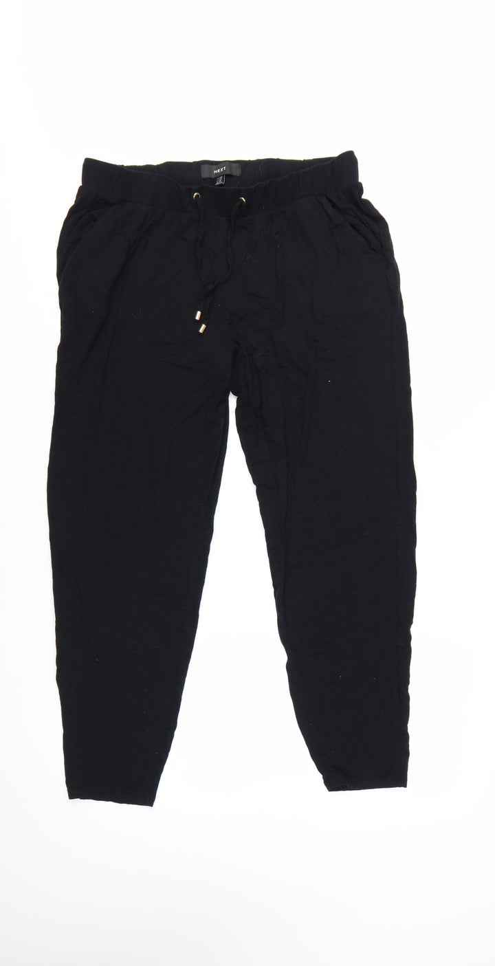 NEXT Women's Black Size 12 Viscose Jogger Trousers with Drawstring Waist