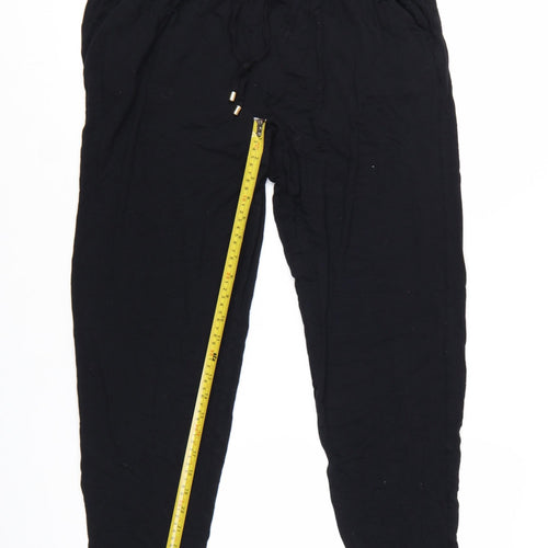 NEXT Women's Black Size 12 Viscose Jogger Trousers with Drawstring Waist