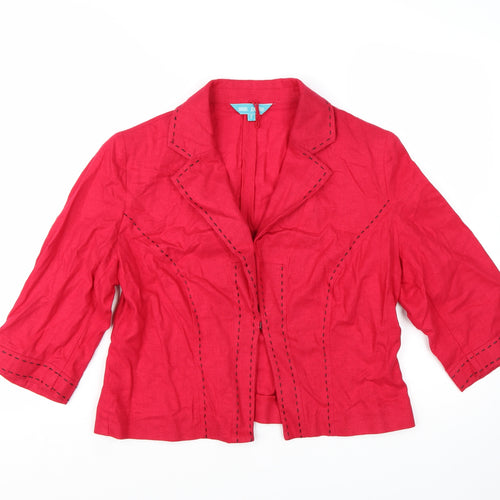 Marks and Spencer Women Red Petite 14 Short Sleeve Cotton Blazer