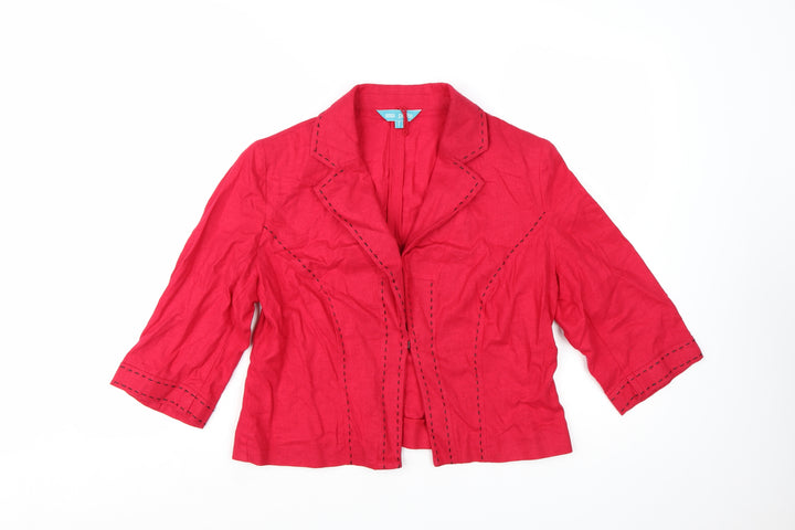 Marks and Spencer Women Red Petite 14 Short Sleeve Cotton Blazer