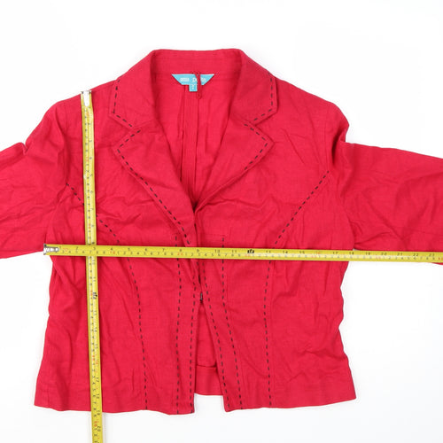 Marks and Spencer Women Red Petite 14 Short Sleeve Cotton Blazer
