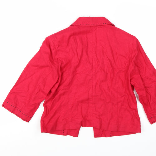 Marks and Spencer Women Red Petite 14 Short Sleeve Cotton Blazer