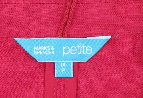 Marks and Spencer Women Red Petite 14 Short Sleeve Cotton Blazer