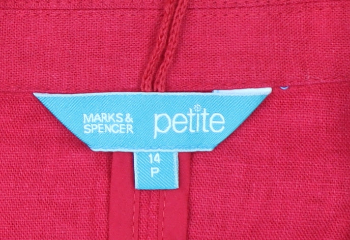 Marks and Spencer Women Red Petite 14 Short Sleeve Cotton Blazer