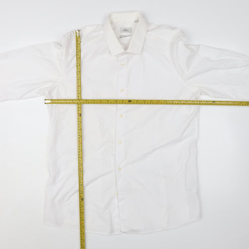 Next Men's White Regular Fit Long Sleeve Button-Up Shirt Size 17