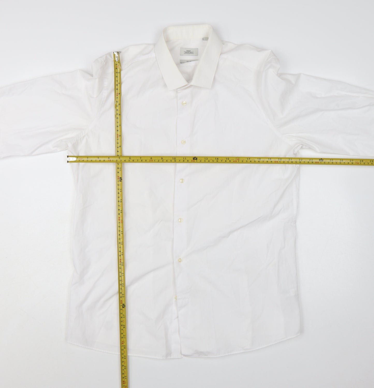 Next Men's White Regular Fit Long Sleeve Button-Up Shirt Size 17