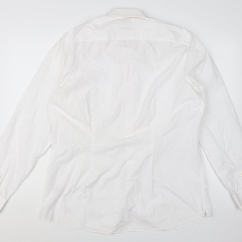Next Men's White Regular Fit Long Sleeve Button-Up Shirt Size 17