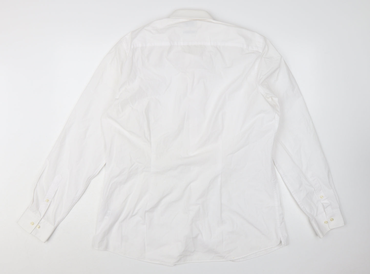 Next Men's White Regular Fit Long Sleeve Button-Up Shirt Size 17