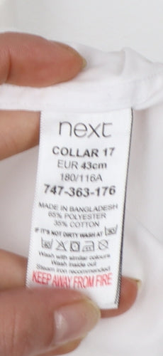 Next Men's White Regular Fit Long Sleeve Button-Up Shirt Size 17
