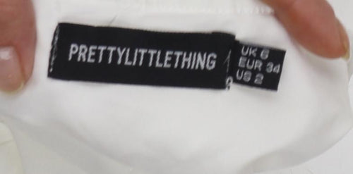 PrettyLittleThing Women’s White Off Shoulder Ruffle Cropped Blouse UK 6