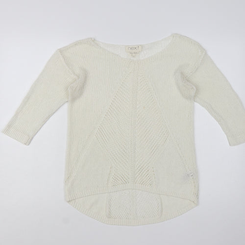 Next Women Ivory Knit 3/4 Sleeve Pullover Jumper Size 12