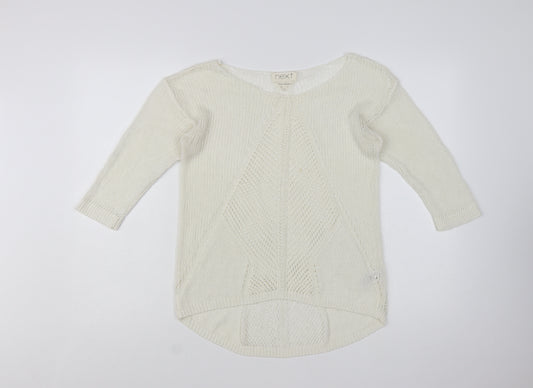 Next Women Ivory Knit 3/4 Sleeve Pullover Jumper Size 12